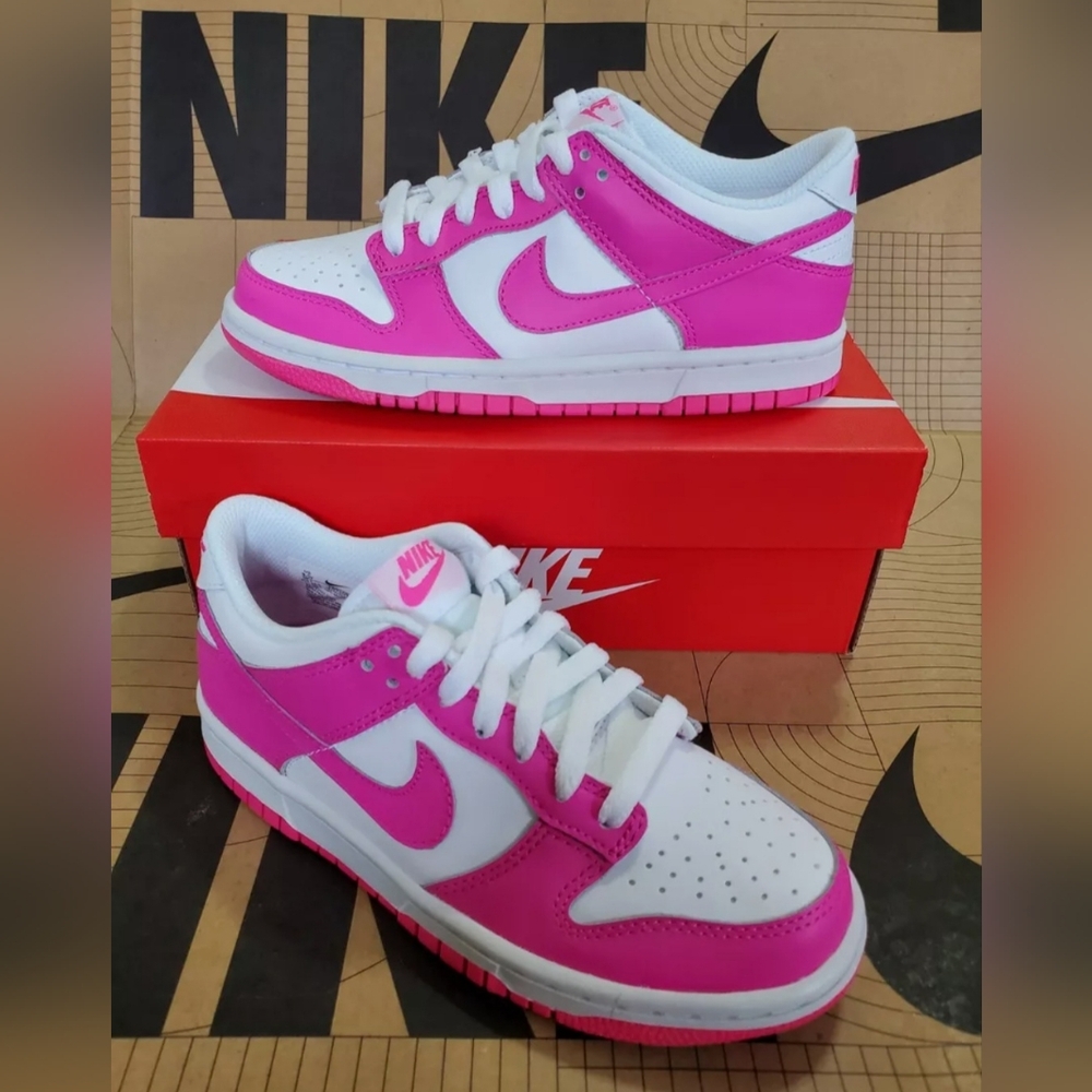 NIKE DUNK LOW RETRO WOMEN'S US SIZE 8.5 FUCHSIA PINK/WHITE BRAND NEW IN BOX